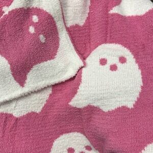 Ghost Throw Blanket Pink and White Halloween Soft Plush‎